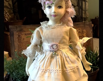 Beautiful Hand Painted Vintage Porcelain Doll "Annabell"