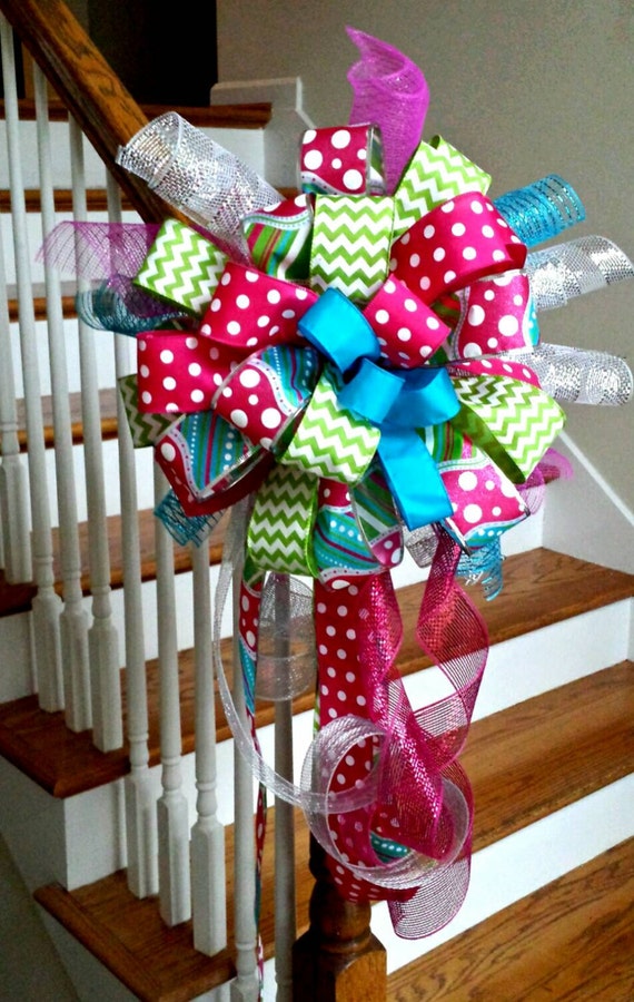 Christmas Tree Topper Pink and Turquoise Christmas Tree