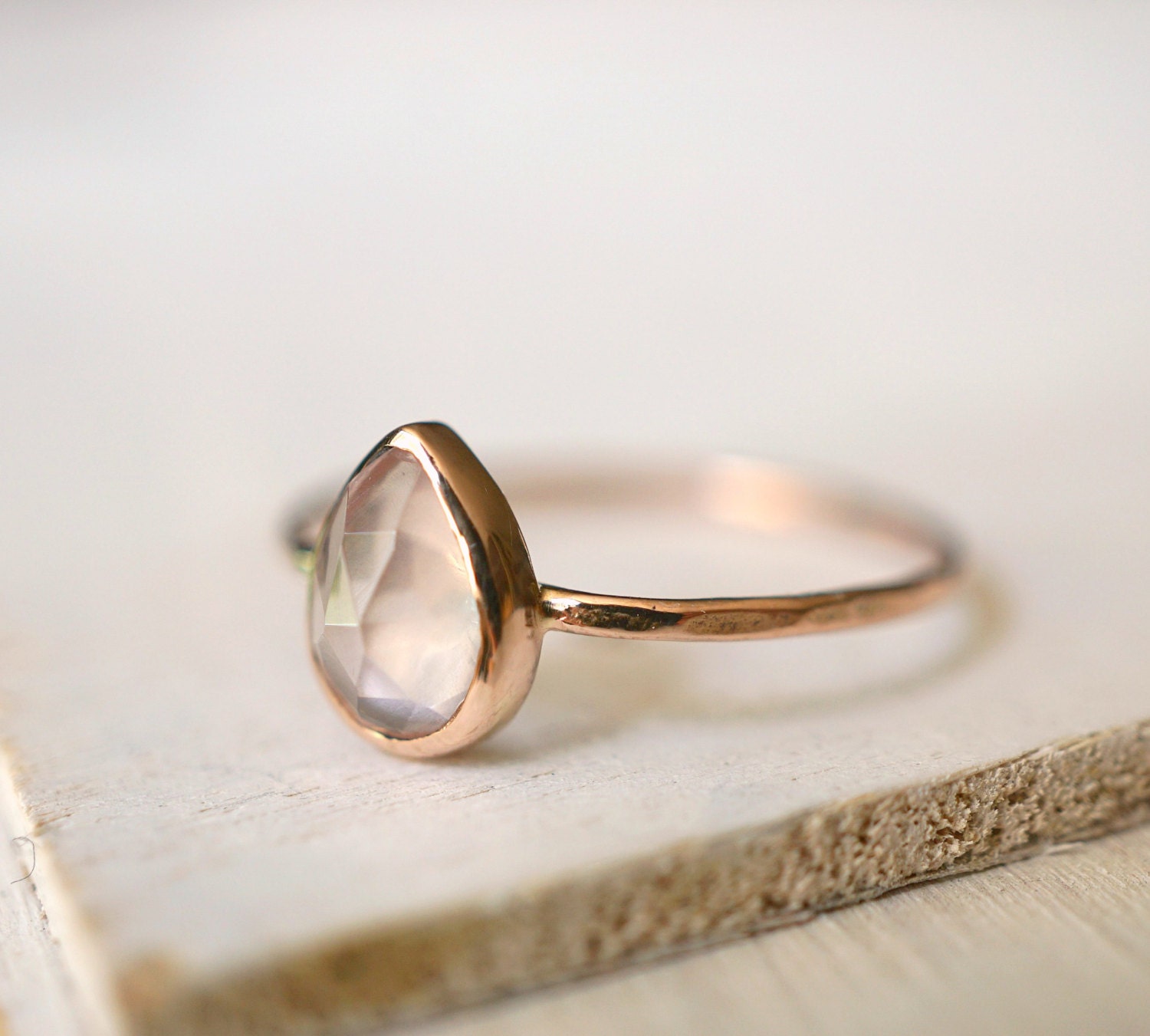  Rose  Quartz Ring  Teardrop  Ring  Engagement  Ring  Rose  Gold  