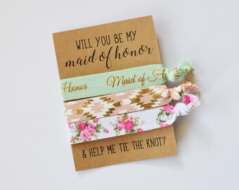 Will You Be My Maid of Honor // Help Me Tie the Knot // Bridesmaid Proposal// Maid of Honor Gift // Maid of Honor Hair Ties