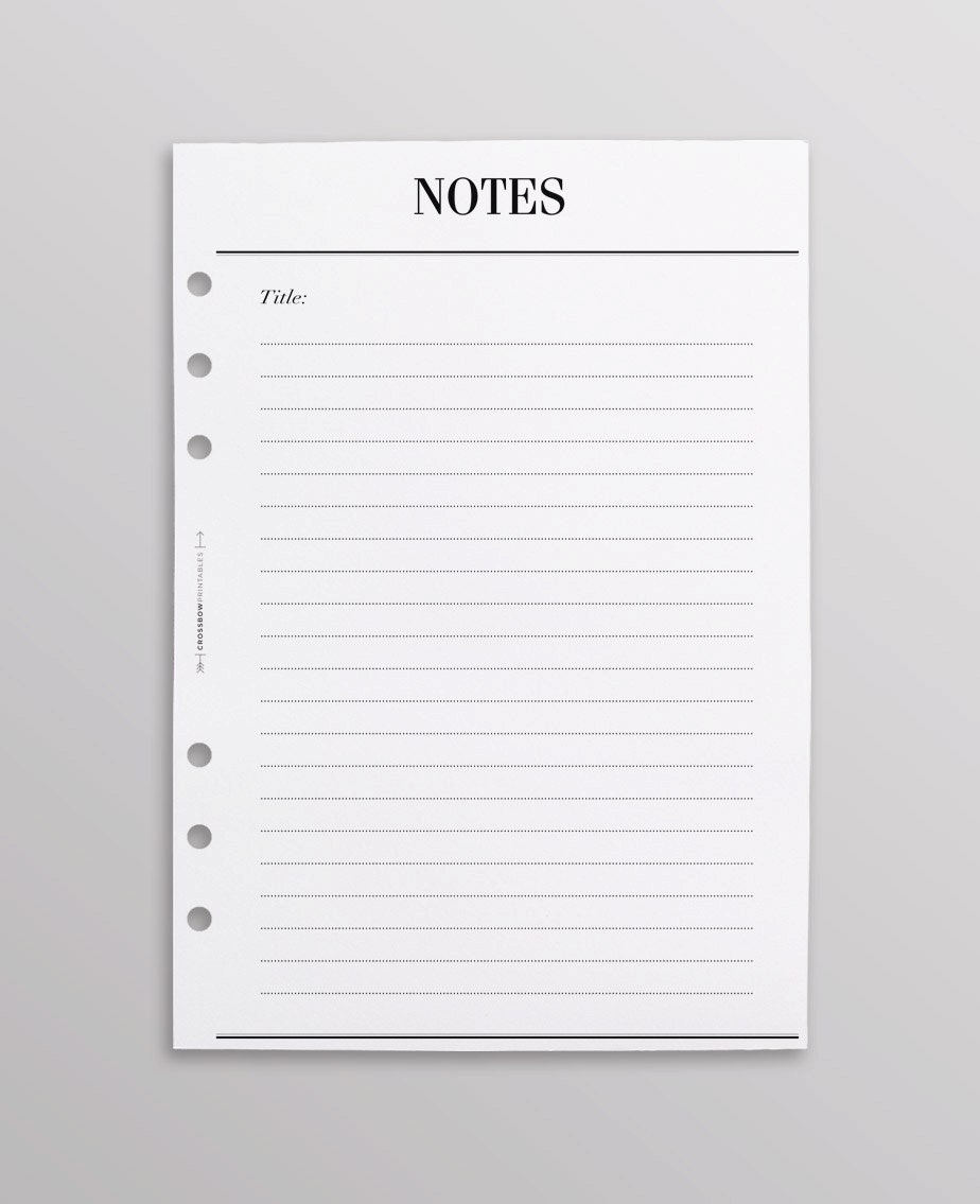 PRINTED Notes Planner Refill Pages A5 Printed Planner