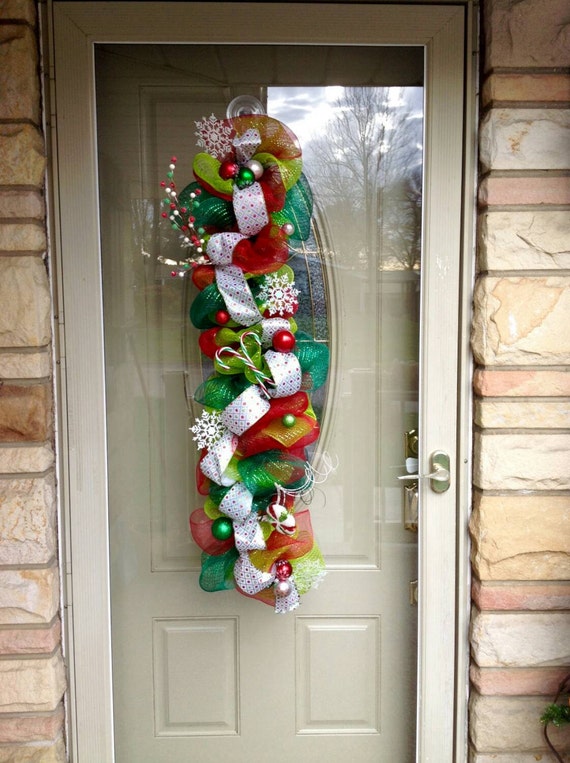 Christmas Door Swag Winter Door Swag Christmas by CollectionsbyKG