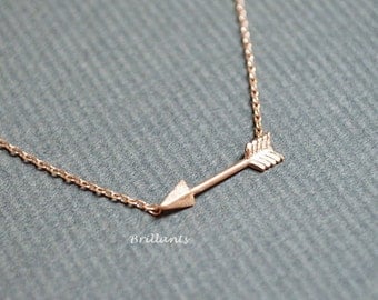 Arrow necklace, Rose gold, Silver, Gold, Bridesmaid jewelry, Everyday necklace, Wedding necklace, Minimal, Simple, Small, Gift