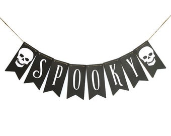 HALLOWEEN BANNER Spooky Decor Indoor Fall Decor Spooky Garland Halloween Garland Halloween Bunting Black Banner Halloween Decor Halloween