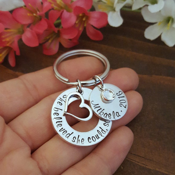 Motivational Key chain for Her Personalized She Believed She