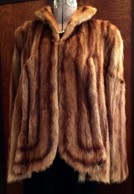 Mink Cape 1940's Vintage Fur Coat Jacket Wrap Stole