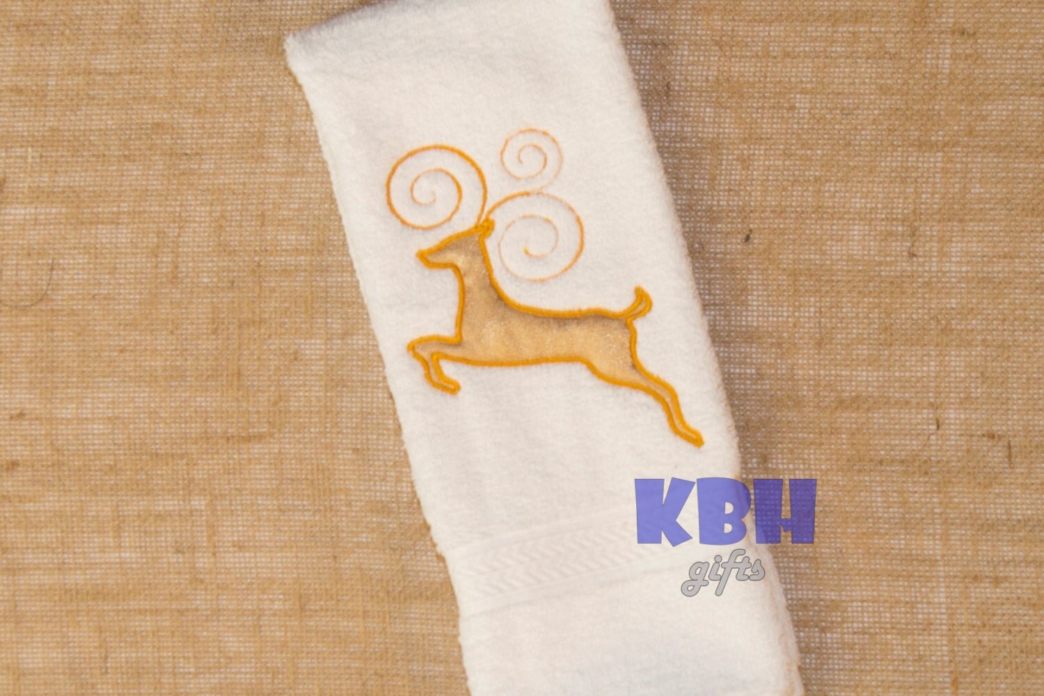 Gold Reindeer Hand Towel