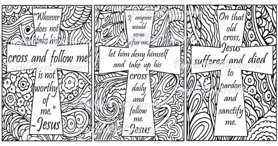 Items similar to Bible Verse Coloring Pages Cross Coloring