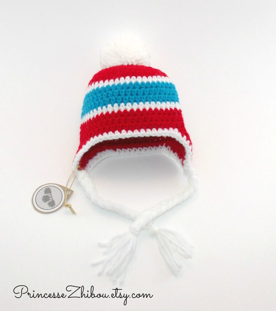 Tuque du tricolore au crochet, bonnet bleu blanc rouge avec pompon, chapeau aux couleurs des Canadiens pour bébé 0,3 mois