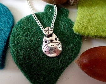 TOTORO and Leaf Silver Necklace and Bracelet charm (Ghibli and Miyazaki inspired)