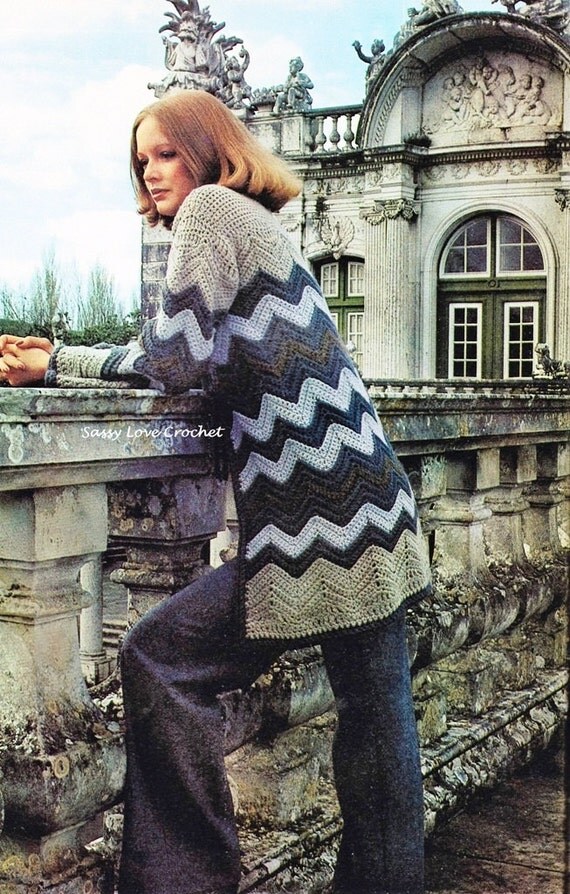 womens jacket crochet pattern SassyloveCrochet Ripple CROCHET Chevron Sweater Womens Coat by