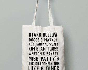 Gilmore Girls Tote Bag- Stars Hollow Places, Luke's Diner, Gilmore Girls Bag, Gilmore Girls Gift