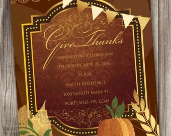 Thanksgiving Invitation, Autumn Invitation, Harvest Invitation, Thanksgiving Card #002