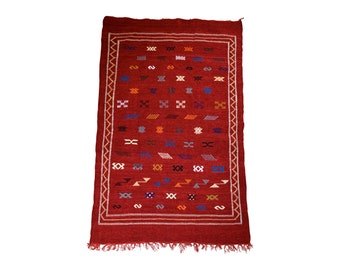 Moroccan Plush Rug, Colourful Velour Rug, Bohemian Rug, Moroccan Decor, Bohemian Decor, Ethnic Tribal Rug, Red Moroccan Rug, Boho Style