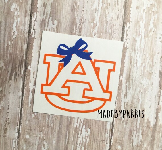 Auburn Logo with Bow Vinyl Decal Auburn Decal by MadeByParris