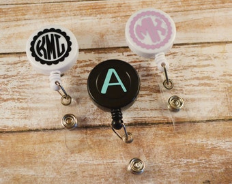 Monogrammed Badge Reel, Monogram ID Reel, Monogram Badge Reel, Personalized Badge Reel, Personalized ID Reel, Badge Holder, Nurse, RN, Badge