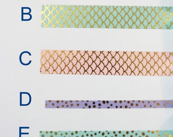 Washi Tape Sample, Mermaid Inspired Washi Tape, Planner Supplies, Bujo Supplies, Bullet Journal Supplies, Scrapbook Supplies, Craft Supplies
