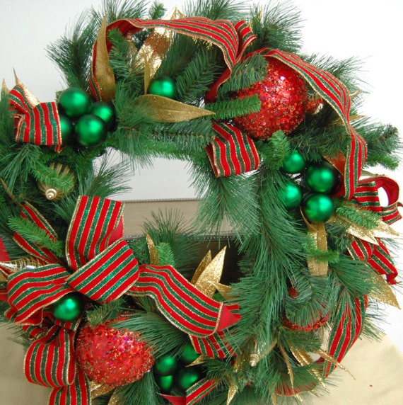 30 inch red green christmas wreath holiday wreath front door 30 inch red green christmas wreath holiday wreath front door