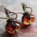 Pumpkin Earrings LAST PAIR - Autumn Crystal, Antique Copper and Brass Drop Earrings