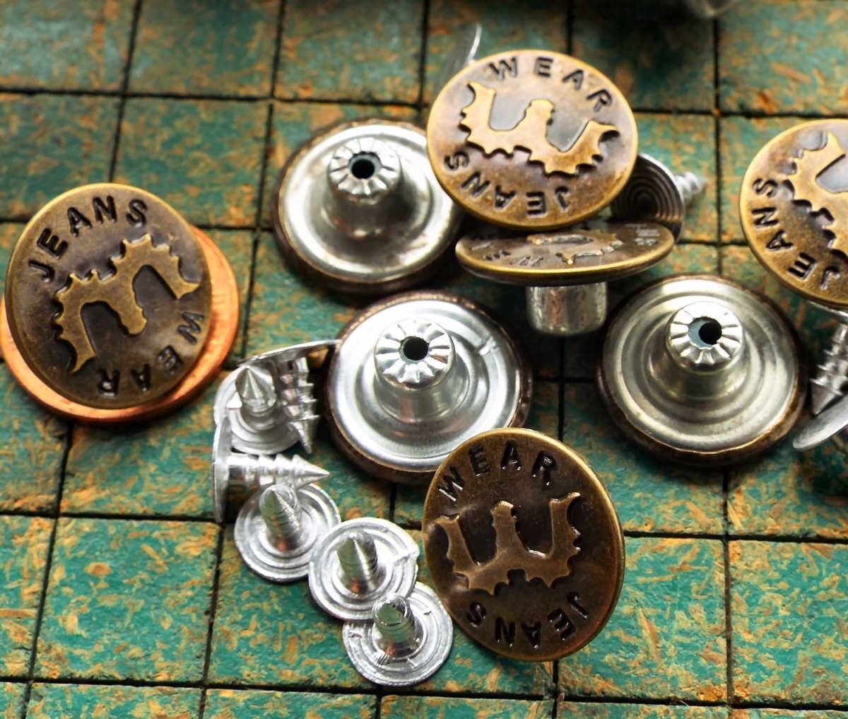 10 Metal Buttons, Wear Jeans, Replacement, 17mm, No Sew Tack Button ...