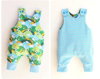 JUMPY Baby Romper sewing pattern, REVERSIBLE Harem romper pattern Pdf, Children Baby Boy Girl romper, Toddler romper, newborn to 6 years