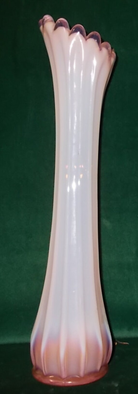 Fostoria Pink Milk Glass Vase Tall Pink Opalescent Swung Bud