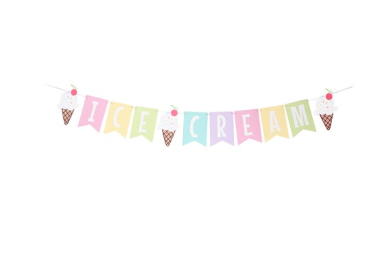 Ice Cream Party Banner Ice Cream Birthday Banner Ice Cream