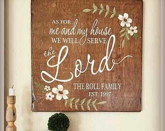 As for me and my House sign, we will serve the Lord, bible verse sign, established sign, wedding gift