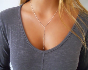 Delicate Silver Y necklace, Silver Lariat Necklace, Silver Layering Necklace, Layered Necklace, Sterling Silver Necklace, Y Silver Necklace,