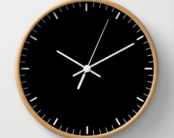 Black wall clock classic design black and white minimalist decor contemporary essential lines signs hours home decor graphic clock