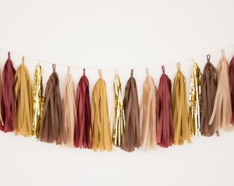 Fall Tassel Garland, Thanksgiving Tassel Garland, Gold Tassel Garland, Thanksgiving Party Decor, Autumn Decor, Neutral Party Decor