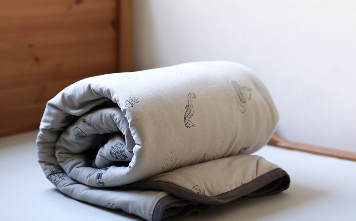 Winter Baby Blanket Cotton Nautical Gray Printed by NdotoTextile