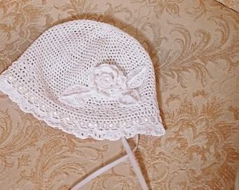 Crochet Baby hat Christening hat baptism hat Christening gift Newborn Baby Hat Newborn gift Baby crochet hat baby girl bonnet baby girl hat
