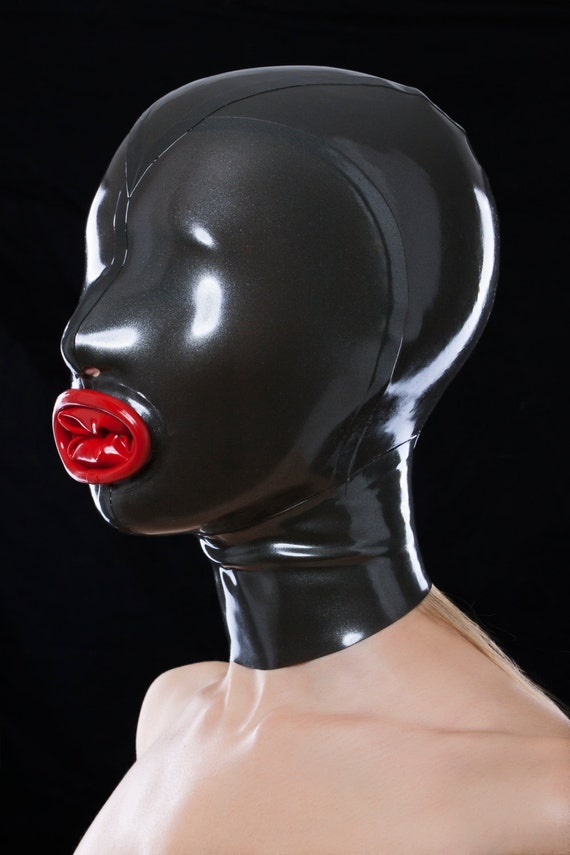 Latex Mask With Red Condom And Cut Outs For Nostrils
