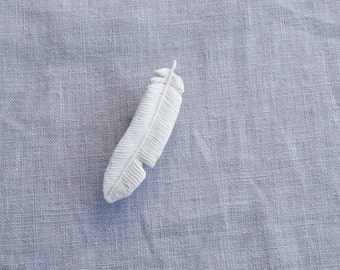 FEATHER brooch, white porcelain feather, artisan jewellery, ceramic brooch, feather jewellery, white feather, ceramic feather.