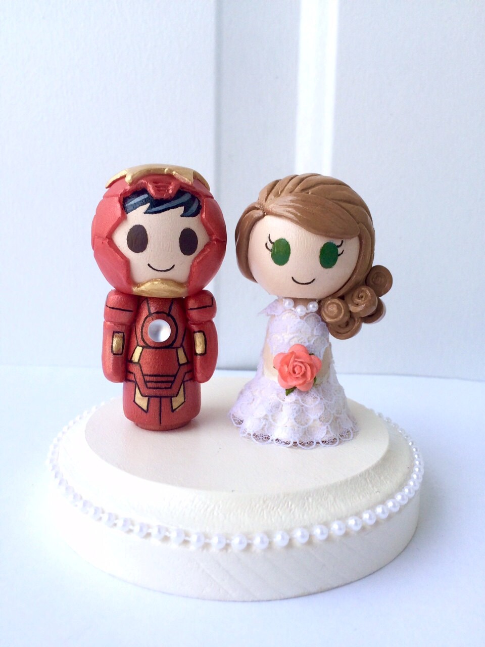 Iron Man Themed Wedding Cake Topper w/ customizable Bride and