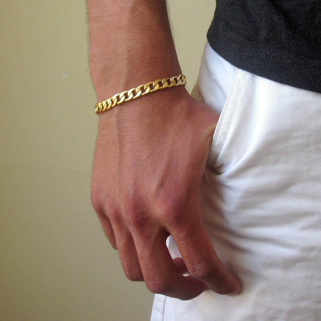 Mens Gold Bracelet Mens Bracelet Gold Chain Bracelet 4591