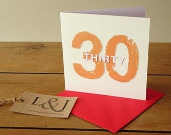 Thirtieth Birthday, 30th Birthday Card, 30 Years Old, 30th Birthday, Thirty Birthday, 30th Birthday Gift, Birthday Card, 30th Card