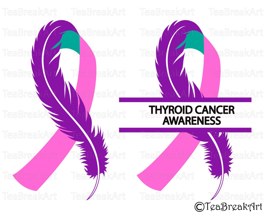 Download Thyroid cancer ribbon awareness with feather Cutting Files SVG