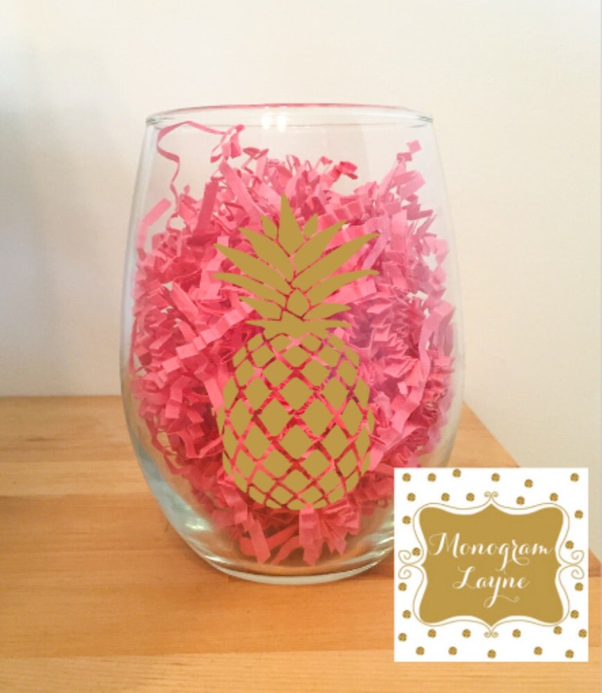 Gold Pineapple Wine Glass Pineapple Stemless Wine Glass