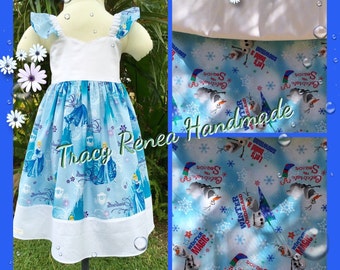 Girls Winter Snowman Snowflake Flutter Sleeved Dress