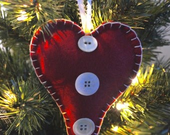 Red Heart Button Pillow