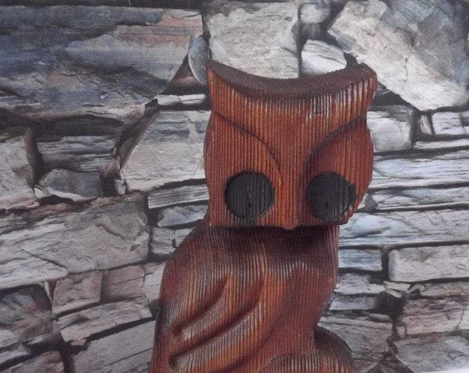 Vintage Wooden Owl Wall Hanging or Shelf Sitter