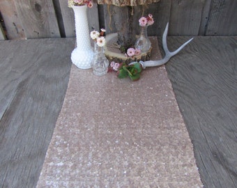 SALE!! Champagne Gold Sequin Table Runner ~ 12 x 108 Inches ~ Wedding Decor ~ Wedding Table Runner ~ Summer Wedding