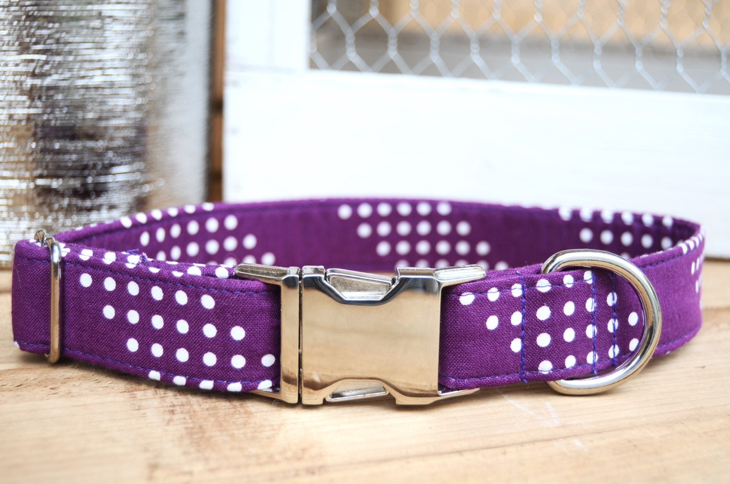 Purple Dog Collar Polka Dot Pet Collar Female Dog Collar
