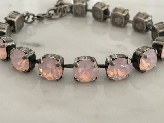 Swarovski Rose Water Opal Crystal Bracelet, Swarovski Pink Opal Tennis Bracelet, Opal Crystal Tennis Bracelet