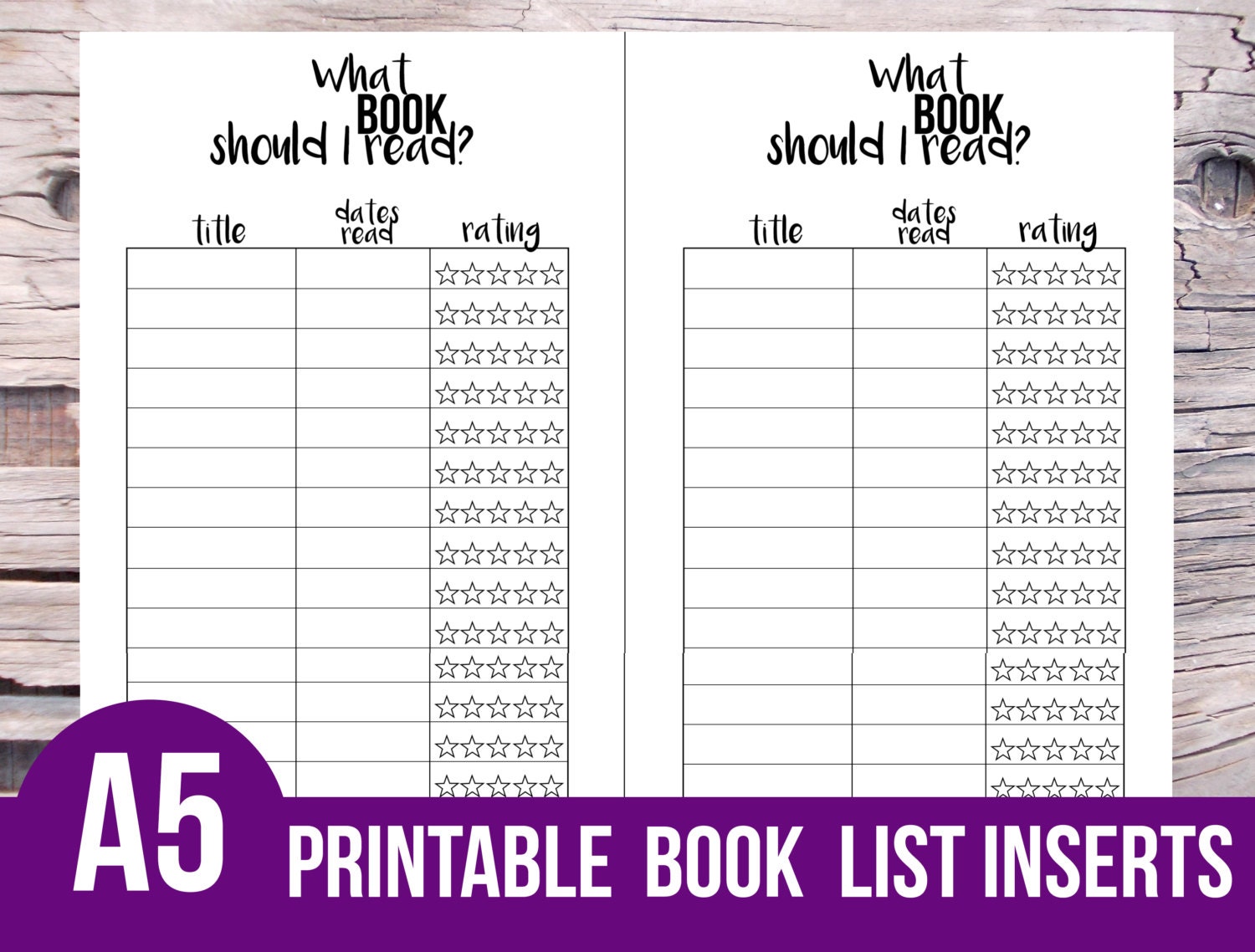 Printable A5 Inserts Books To Read List Kikki K Filofax