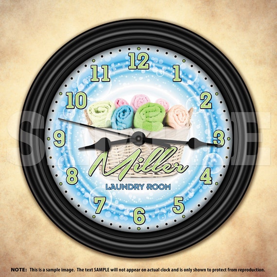 Laundry Room Personalized Wall Clock Laundry Room Decor