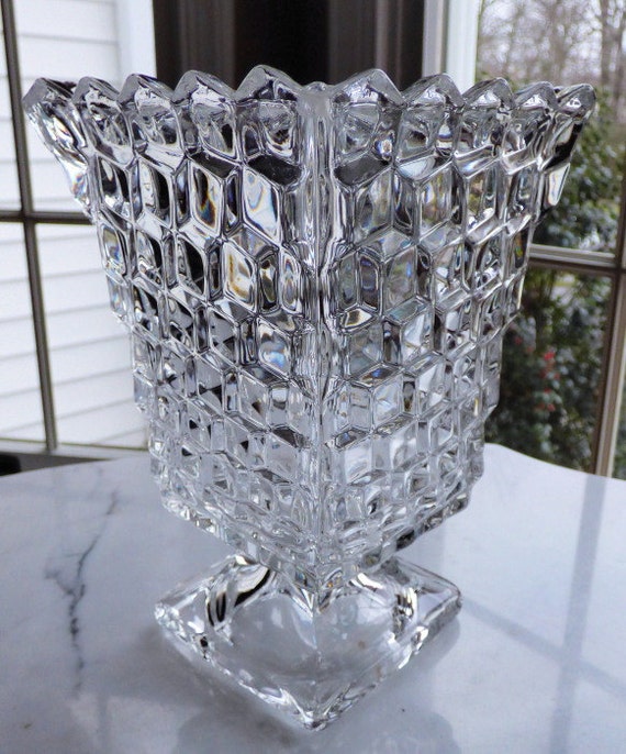 Fostoria American Pattern Footed Square Flared Urn Vase