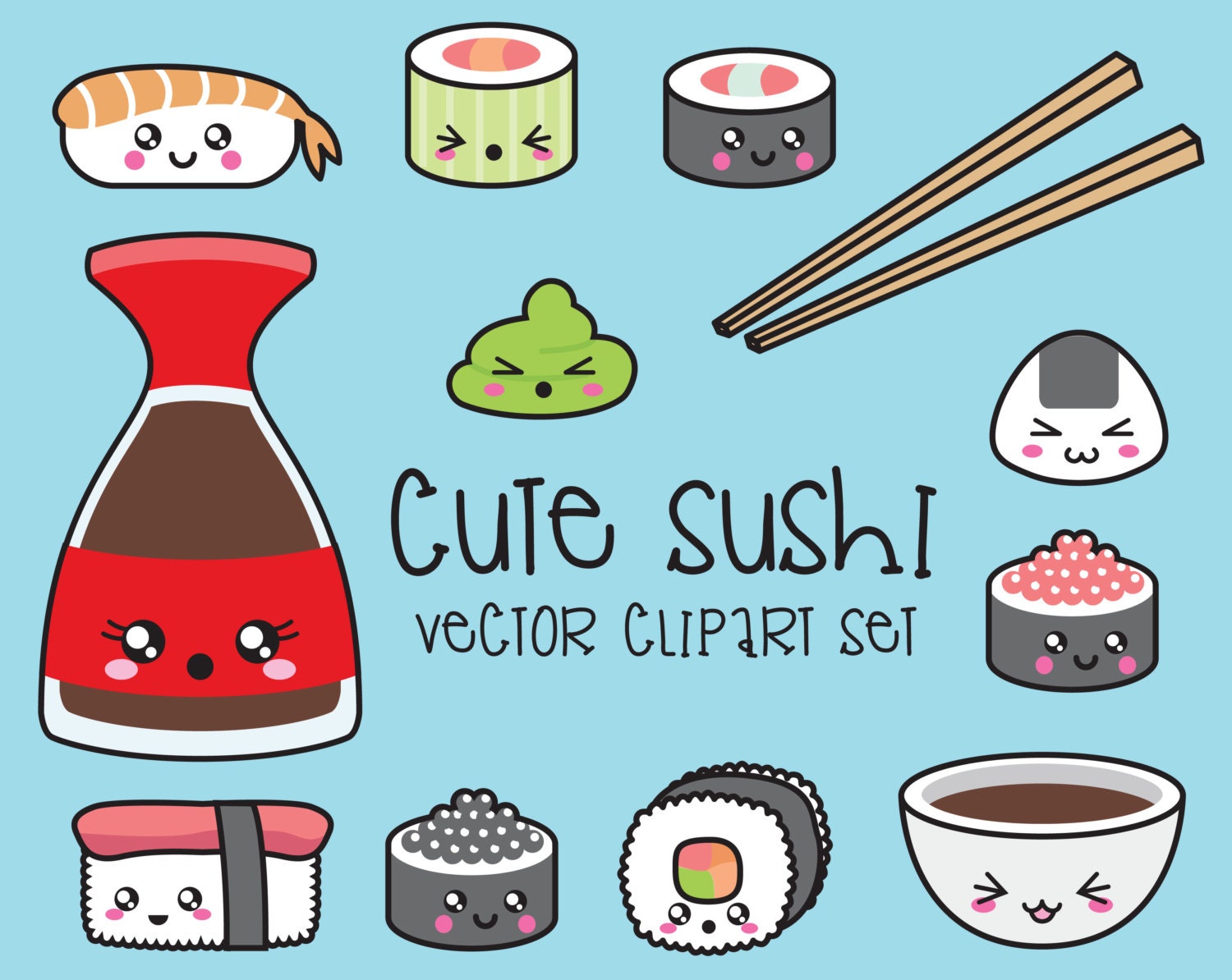Premium Vector Clipart Kawaii Sushi Clipart Kawaii Sushi